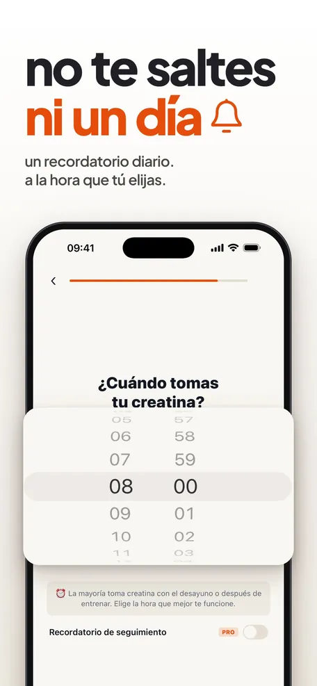 No te saltes ni un día: selector de hora del recordatorio diario