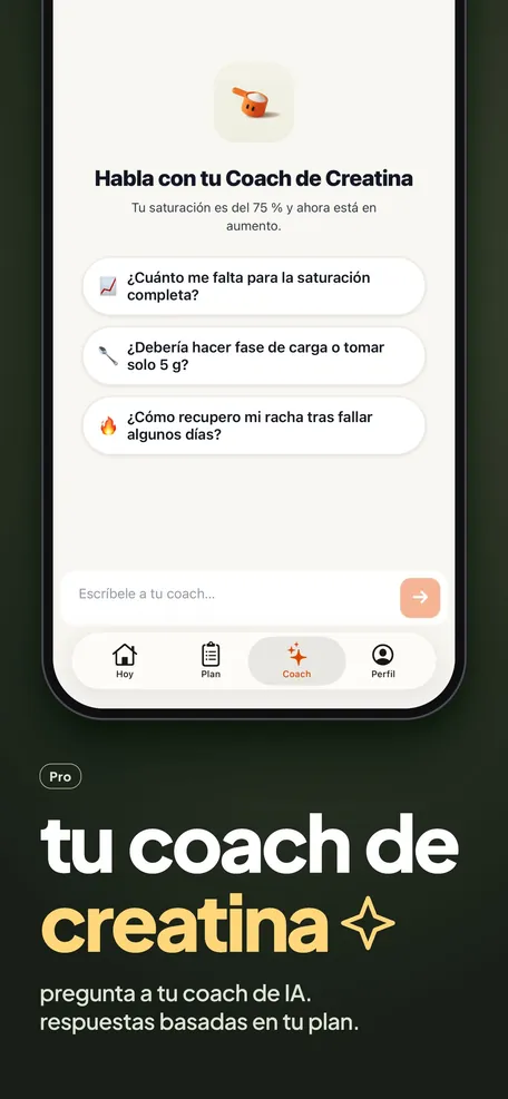 Tu coach de creatina: chat con el Coach IA (Pro)